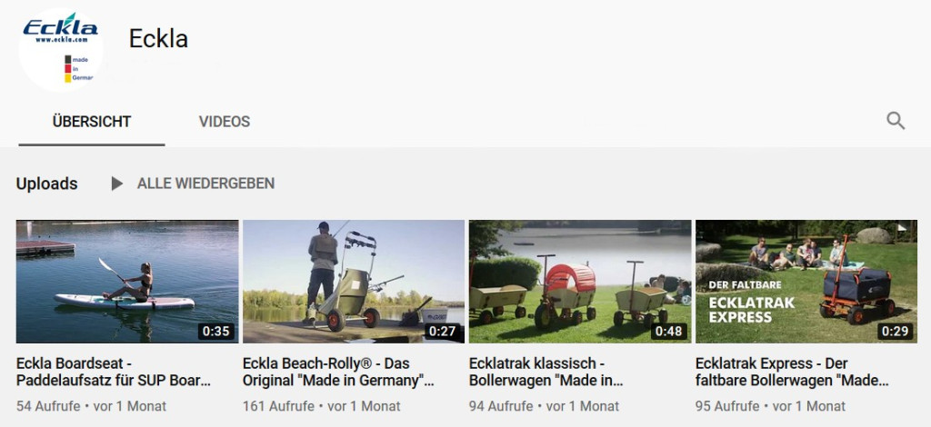 YouTube Eckla GmbH Videokanal