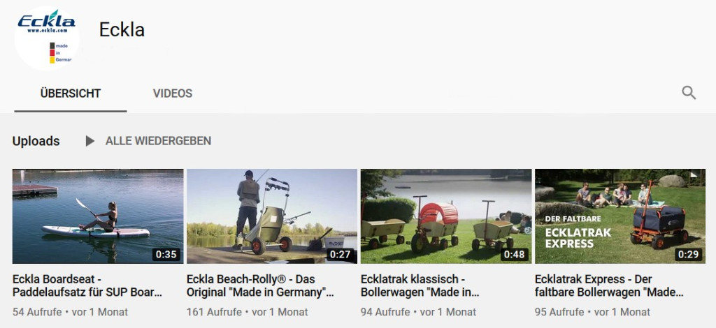 ECKLA GmbH YouTube YouTube Eckla GmbH Videokanal
