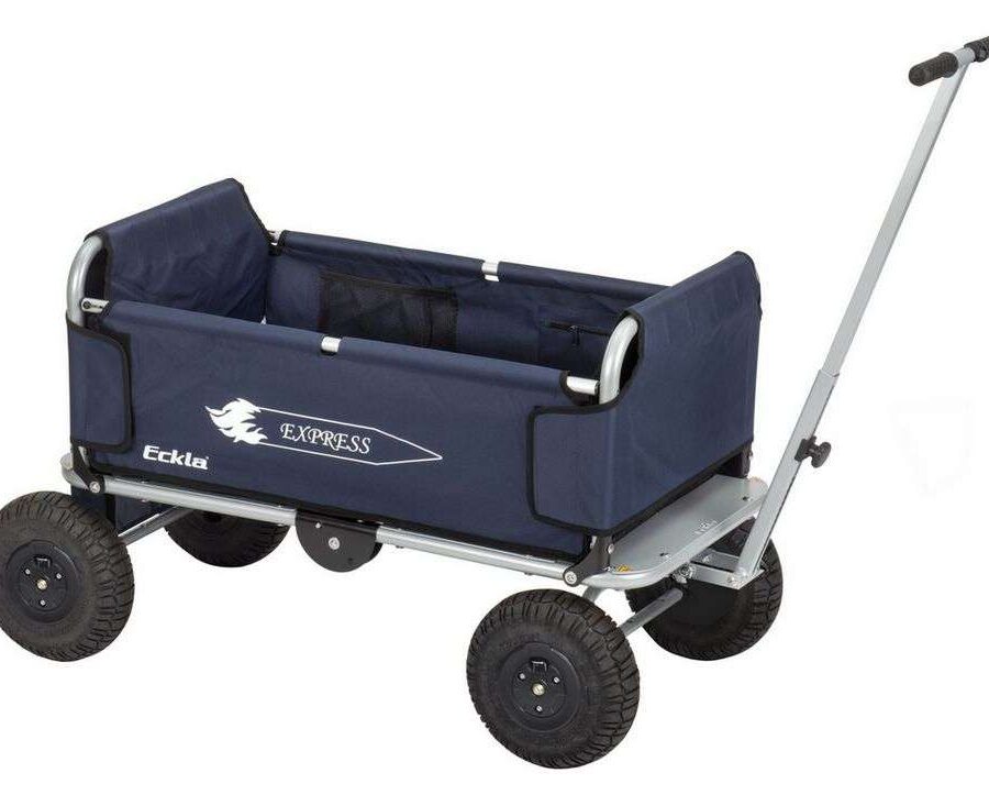ECKLA-Express-Bollerwagen-75470-ECKLAFIX, Gestell und Zugstange silber, Griffgummi schwarz, Bezug blau,