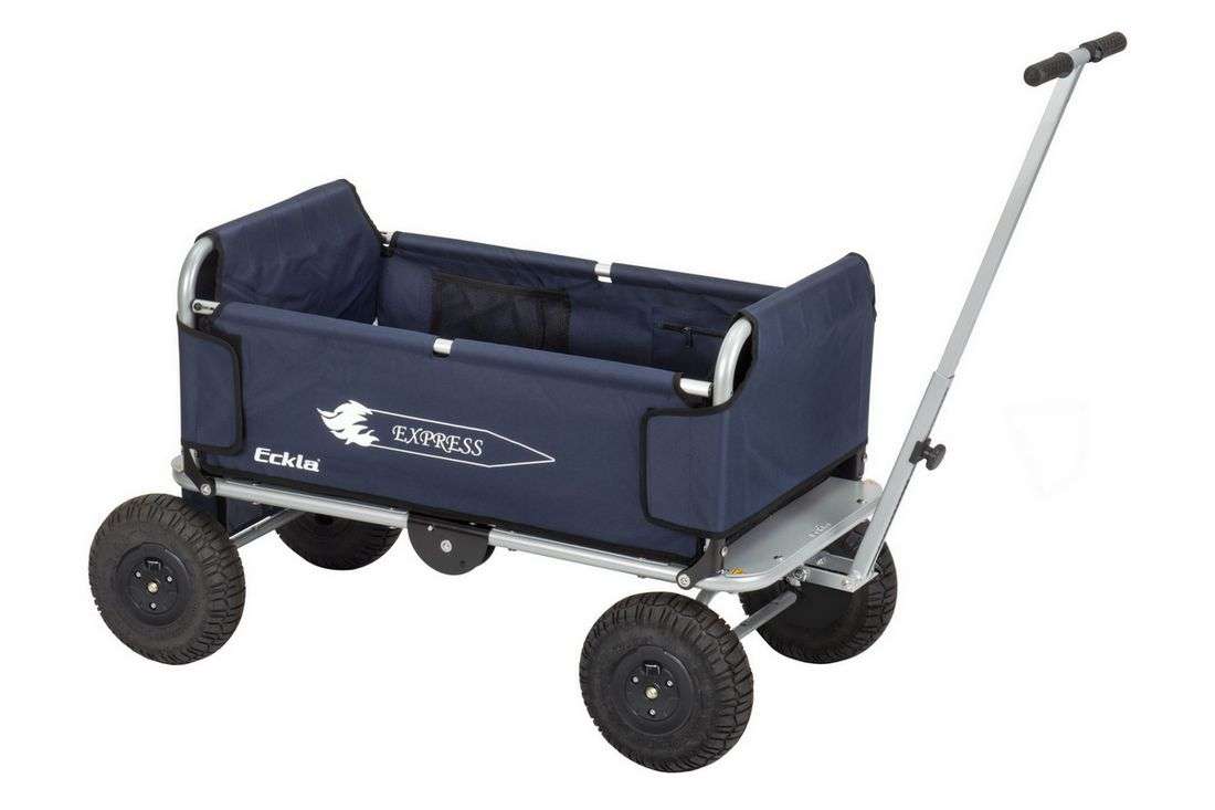 ECKLA-Express-Bollerwagen-75470-ECKLAFIX, Gestell und Zugstange silber, Griffgummi schwarz, Bezug blau,
